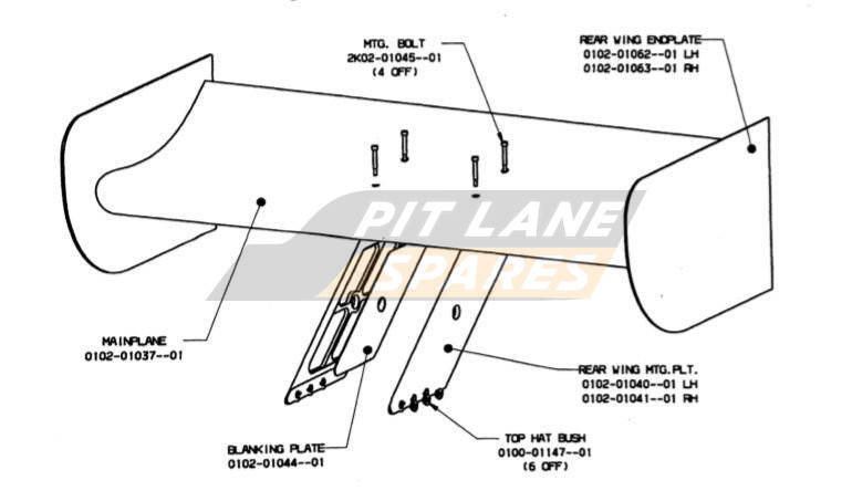 HANDFORD 11 REAR WING ASSEMBLY Diagram